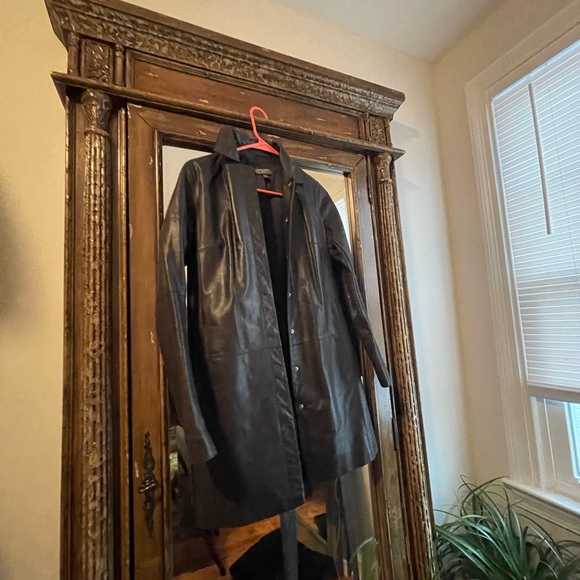 Y2K 90s classiques entier Black Genuine leather jacket xxs - Picture 6 of 8